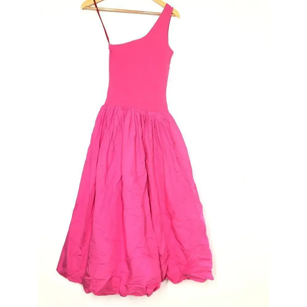 Derek Lam 10 Crosby Dress Sleeveless One-Shoulder Balloon Bubble Hem Pink XS - Picture 3 of 9